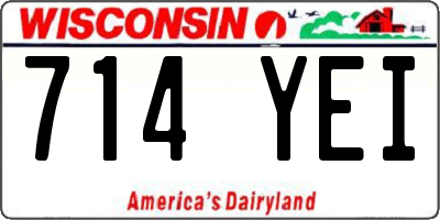 WI license plate 714YEI