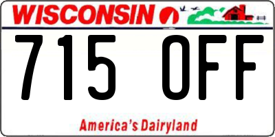 WI license plate 715OFF