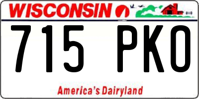 WI license plate 715PKO