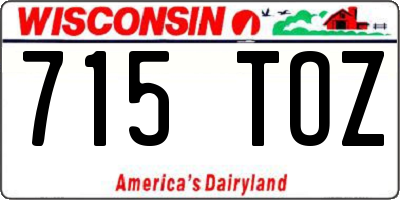 WI license plate 715TOZ