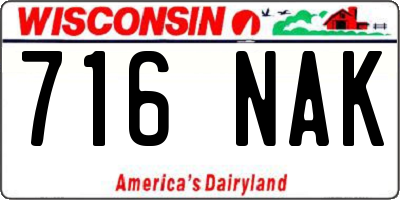 WI license plate 716NAK