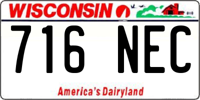 WI license plate 716NEC