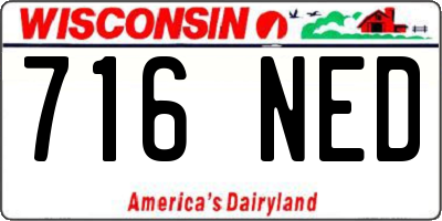 WI license plate 716NED