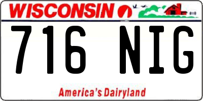 WI license plate 716NIG