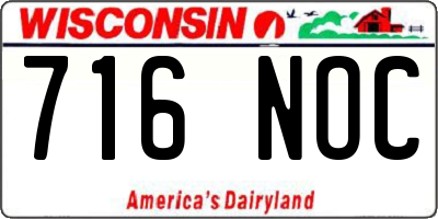 WI license plate 716NOC