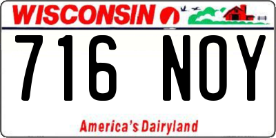 WI license plate 716NOY