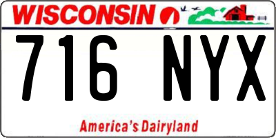 WI license plate 716NYX