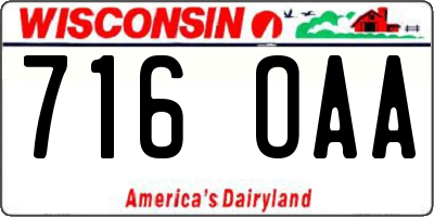 WI license plate 716OAA