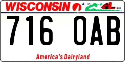 WI license plate 716OAB