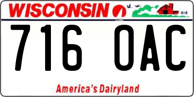 WI license plate 716OAC