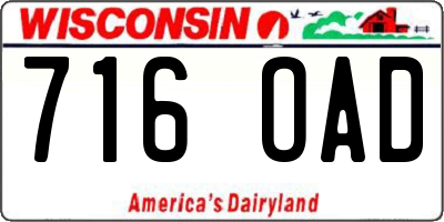 WI license plate 716OAD
