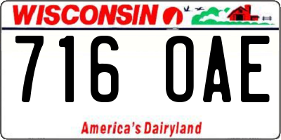 WI license plate 716OAE