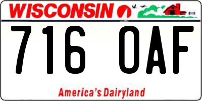 WI license plate 716OAF