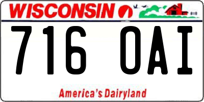WI license plate 716OAI