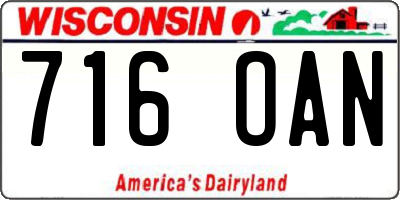 WI license plate 716OAN