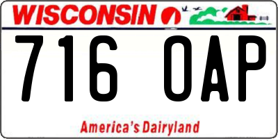 WI license plate 716OAP