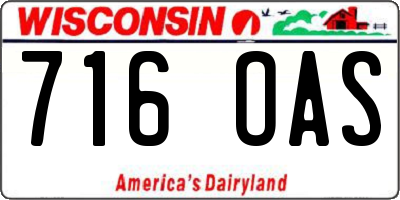 WI license plate 716OAS