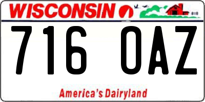WI license plate 716OAZ