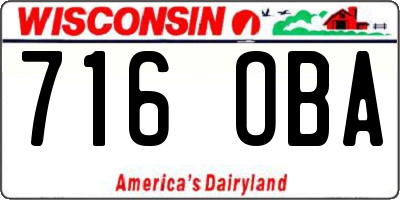 WI license plate 716OBA