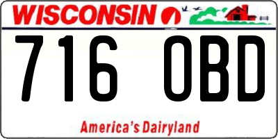 WI license plate 716OBD