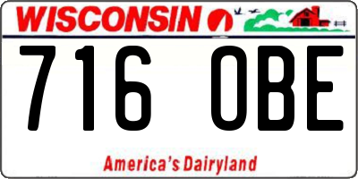 WI license plate 716OBE