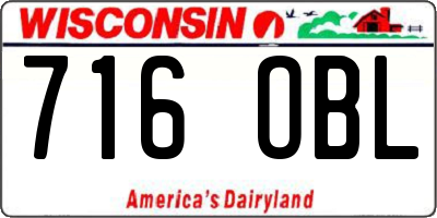 WI license plate 716OBL