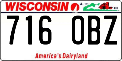 WI license plate 716OBZ