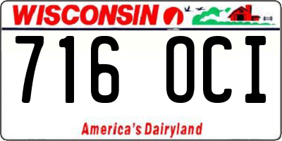 WI license plate 716OCI