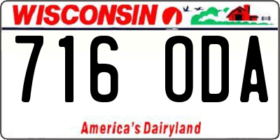 WI license plate 716ODA
