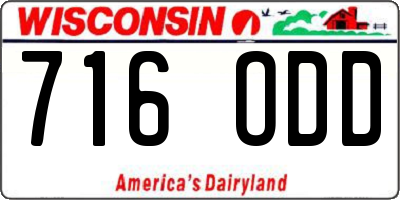WI license plate 716ODD