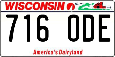 WI license plate 716ODE
