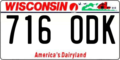 WI license plate 716ODK