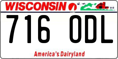 WI license plate 716ODL