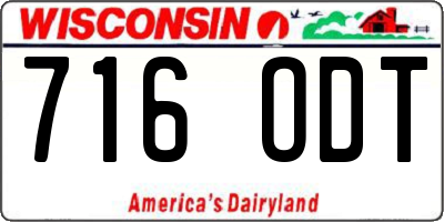WI license plate 716ODT