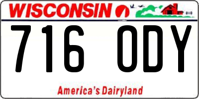 WI license plate 716ODY