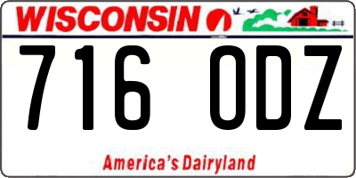 WI license plate 716ODZ