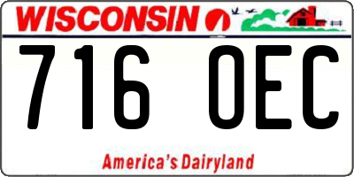 WI license plate 716OEC