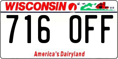 WI license plate 716OFF