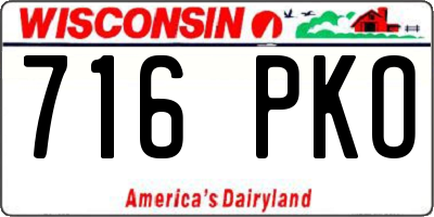 WI license plate 716PKO