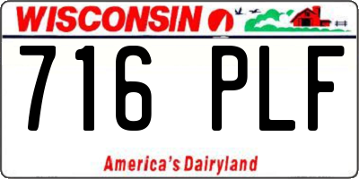 WI license plate 716PLF