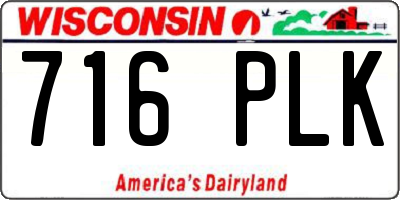WI license plate 716PLK