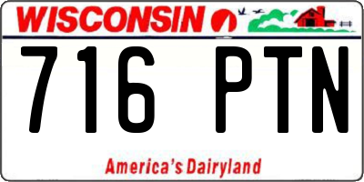 WI license plate 716PTN