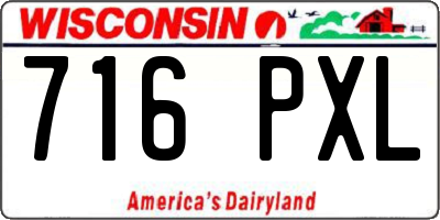 WI license plate 716PXL