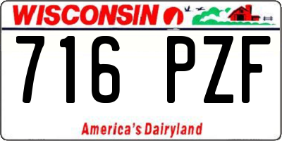WI license plate 716PZF