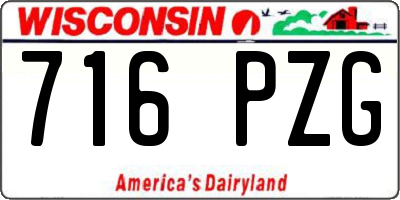 WI license plate 716PZG