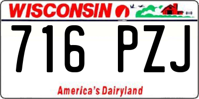WI license plate 716PZJ
