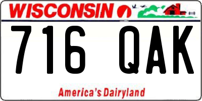 WI license plate 716QAK
