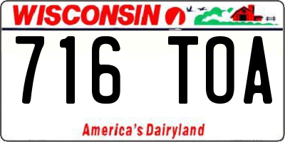 WI license plate 716TOA