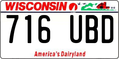 WI license plate 716UBD