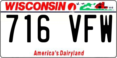WI license plate 716VFW